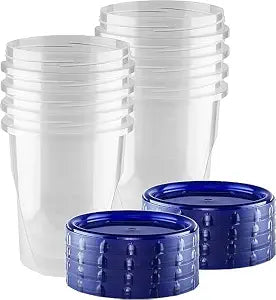 32 oz - 16 Piece Set, 8 Twist Top Food Deli Containers - 8 Screw And Seal Lids, Stackable Reusable Quality Plastic Storage Containers with Screw-on Lids - BPA Free