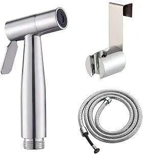 Handheld Bidet Sprayer Kit, Frap Stainless Steel Brushed Nickel Sprayer Toilet Bathroom Shower Head with 59 inch Hose and Wall Bracket Holder 3 Set (Note: linker not T valve Included)