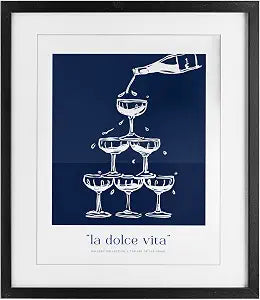 Champagne Tower Celebration, 13 x 16 Inch Framed Print Under Glass