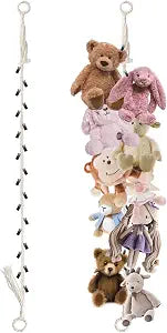 Munzong 80" Beige Hanging Stuffed Animal Storage Chain with 20 Metal Clips