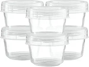 ELEGANT DISPOSABLES (4 Ounce 10 Pack) Clear Twist cap Containers Clear with Screw on Lids Twist Top Food Storage Freezer Containers