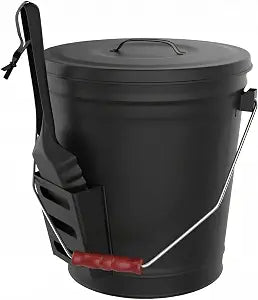 Wakeman Metal Ash Bucket and Shovel, Black, 4.75-Gallon