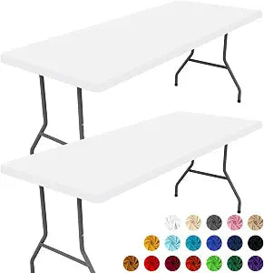 Moosfor 2 Pack Rectangle Spandex Fitted Table Cloth, 6FT Elastic Tablecloth
