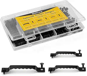 Sawtooth Picture Hangers 60 Pack Small, Medium & Large Picture Frame Hangers with Matching Screws & Storage Box Complete Picture Hanging Kit & Picture Hanging Hardware for Frames, Canvas & Mirrors