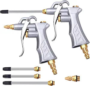 2 Pack Air Blow Gun, Brass Air Flow Nozzle & 2 Steel Air Flow Extension