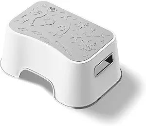UNCLE WU Step Stool for Kids and Adults Non-Slip Toilet Squatting Stool, 200 lbs Capacity, Potty Training Step Stool for Toddlers, Better Posture Bathroom & Sink Use(Gray White)