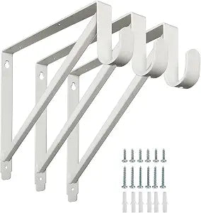 Heavy Duty Closet Shelf and Rod Brackets (White, 3 Pack)