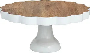 Mud Pie Wood Scalloped Pedestal Server