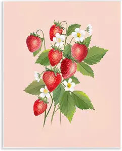 Cottage Garden Strawberry Fruit, 11 x 14 Inch Mounted Print on Wall Plaque