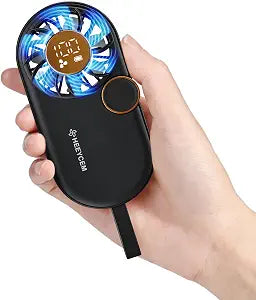 Small Portable Handheld Fan,5- Speeds Powerful Mini Personal Fan, Rechargeable Fans with Smart LED Display,Lightweigh, for Outdoor,Women Makeup, Kids,Summer Gifts for Girl & Women (Black)