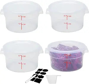 4 Pack 2Qt Round Polypropylene Food Storage Container with Lids Scale