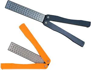 2 Pcs 400/600 Grit Portable Handheld Double Sided Sharpener Pocket Diamond Knife Sharpening Stone for Kitchen, Garden, Outdoor tools Fine/Coarse Grinding Black/Orange
