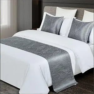 Silver Gray Bed Runner for Queen & King Size Bed (95 x 20 In,1 Piece)
