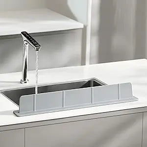Silicone Sink Splash Guard with Strong Suction Cups, Grey, 20 in