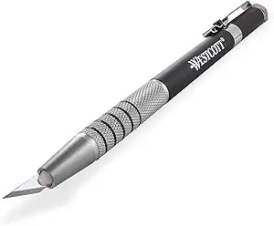 Westcott 16963 Pen-Style Retractable CarboTitanium Bonded Hobby Knife, Silver