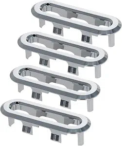 Heyiarbeit Sink Overflow Covers Bathroom Kitchen Basin Trim Oval Ring Caps Insert Spares Silver Tone 4 Pcs