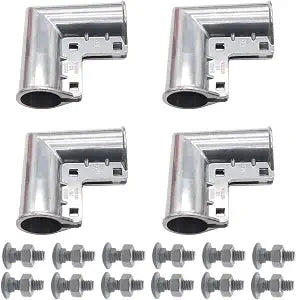4 Packs Chain Link Fence Gate Corners, Aluminum Gate Corner Suit 1 3/8" x 1 3/8" Outdoor Diameter Pipe, Pressed Elbow with 90 degree Angle Design