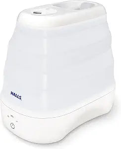 Crane x HALLS Collapsible Cool Mist Humidifier for Bedroom and Office, 1 Gallon Portable Humidifier for Travel and Easy Storage, Blue and White