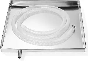 Air Conditioner Drip Pan with Hose - AC Drain Pan for Window Units & Portable Air Conditioners - Galvanized Steel Water Catcher Tray 17.29 x 15.72 in Universal Condensate Drip Tray