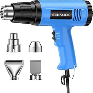 SEEKONE 1800W Heat Gun 2 Temp 572&1112 Overheat Protection with 4 Nozzles