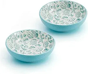 Pfaltzgraff Venice Set of 2 Pasta Bowls, 8 Inch, Teal and White