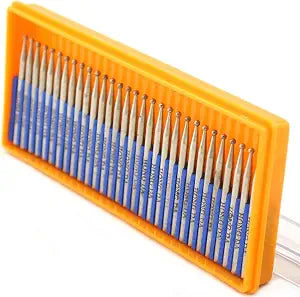 JINGLING Diamond Ball Burrs 2mm Round Grinding Bits Stone Shank 2.35 Pack of 30Pcs