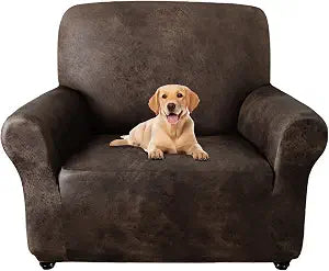 ANARACHON 1-Piece Leather-Look Armchair Cover, Stretch Chair Slipcover