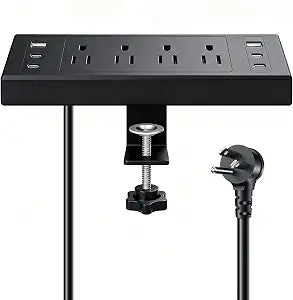 Desk Clamp Power Strip 4 USB-C 40W PD 4 AC Outlets