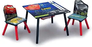 Delta Children Kids Table and Chair Set With Storage (2 Chairs Included) - Ideal for Arts & Crafts, Snack Time, Homework & More, Disney/Pixar Cars, 3 Piece Set