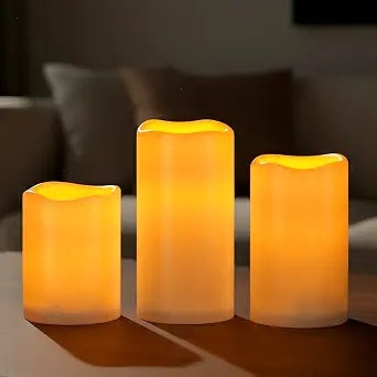 Amagic Flameless Candles Dusk to Dawn Sensor, LED Pillar Candle D3"xH4"5"6"