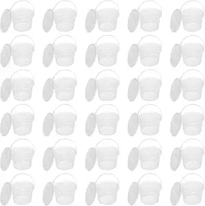 KEILEOHO 30 PCS 10 OZ Clear Plastic Bucket with Lids and Handle,