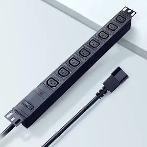 Power StripIEC C13 Metal 8 Outlet Wall Mount Heavy Duty Wide Spaced Long Power Strip with10FT C14 Plug Cable10A Rack Mountable PDU/Data Center Power Distribution