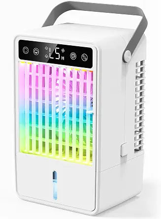 Portable Air Conditioners, 4-in-1 Evaporative Air Cooler, Portable AC Unit with 1500ML Water Tank,5 Wind Speeds,2 Cool Mist,2-12H Timer,Mini Air Conditioner for Room,Car,Office (Off-White)