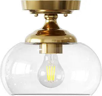 VONLUCE Industrial Semi Flush Mount Ceiling Light, Brushed Gold