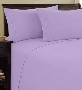 Elegant Comfort 1500 Thread Count Embroidered Egyptian Quality Luxurious Silky Soft Wrinkle & Fade Resistant 4-Piece Bed Sheet Set, Deep Pocket Up to 16" - Queen Lilac