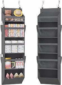 Lifewit 1 Pack Over the Door Organizer 5 Section Hanging Storage, Dark Gray