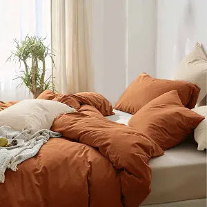 ETDIFFE Burnt Orange King Size Duvet Cover Set, 3pc, 90 * 104 Inch