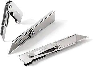 WORKPRO 3PCS Quick Change Folding Pocket Utility Knife Set with Belt Clip