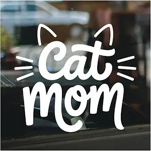 Cat Mom Decal Cute Kitty Lover Vinyl Sticker for Women Animal Rescue Support Pet Owner Gift for Car Laptop Tumbler Water Bottle Window Meow Whiskers Design Decor 7 inches