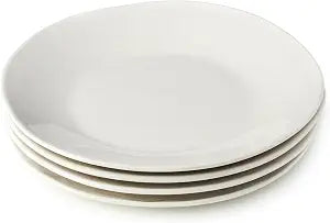 Linen Cream 11 Inch Stoneware Dinner Plates Set of 4 Modern Farmhouse Dinnerware for Casual Dining, Brunch, or Entertaining Microwave Safe, Rustic Glazed Ceramic Tableware