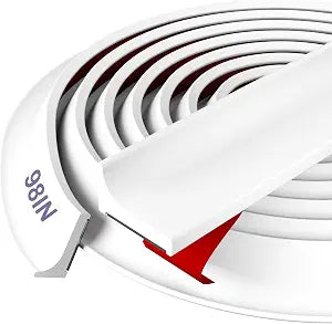 Shower Threshold Water Dam Barrier - Versatile, Silicone Shower Water Guard Stopper Seal Strip for Bathroom Floor, Bathtub Rim, Kitchen Countertop (White, 98 In/ 2.5M)