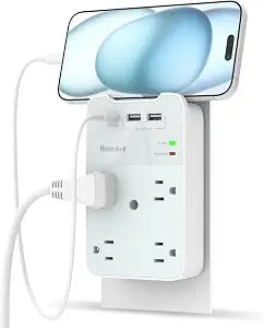 Outlet Extender, Surge Protector - Huntkey 5-Outlet Splitter with 3 USB Wall Charger(PD 30W), Multi Plug Wall Outlet Power Strip for Home, Dorm Room Essentials