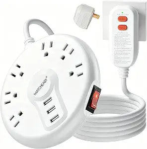 2 Prong GFCI Power Strip with 6 Outlets &3 USB Ports,9.84FT,White
