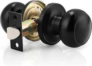 Probrico 1 Pack Round Passage Door Knob(Non-Locking Knobs), Keyless Doorknobs Interior/Exterior Door Lockset,Passage Knobs for Hallway/Closet,Black Finish Modern Design Door Hardware