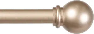 Kenney Chelsea Curtain Rod, Durable 5/8" Steel Rod with Decorative Ball Ends, Adjustable 2848" for Light to Medium Weight Curtains, Soft Brass Gold