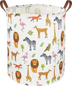 CLOCOR Laundry Basket,Safari Room Decor,Waterproof Storage Basket(Jungle Animals)