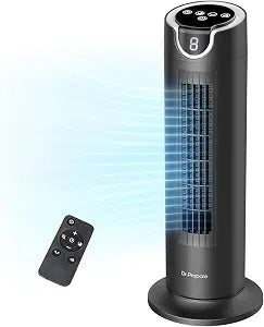 DR.PREPARE Tower Fan for Bedroom, 25 dB Quiet DC Bladeless Fan with Remote, 8 Speeds, 1-8H Timer, 80 Oscillating Fans for Indoors, 16 Inch Portable Desk Table Fans for Room, Home, Office