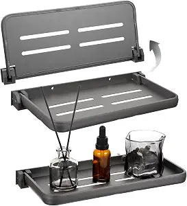 3 Pack RV Aluminum Fold Down Wall Shelf, Sturdy Wall-Mounted Folding Shelf Foldable Camper Accessory for Bathroom Kitchen Bedroom Organization RV Furniture Parts Hardware for Inside