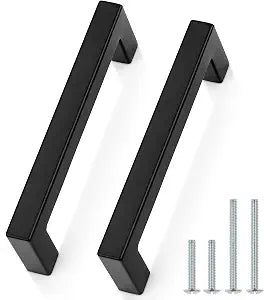 Probrico 5 Pack 4 Inch (102mm) Hole Center Cabinet Handles Stainless Steel Kitchen Drawer Pulls Square Bar Cabinet Hardware for Kitchen Bathroom Cupboard