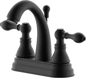 Matte Black 2-Handle 4 Inch Centerset Bathroom Sink Faucet with Drain